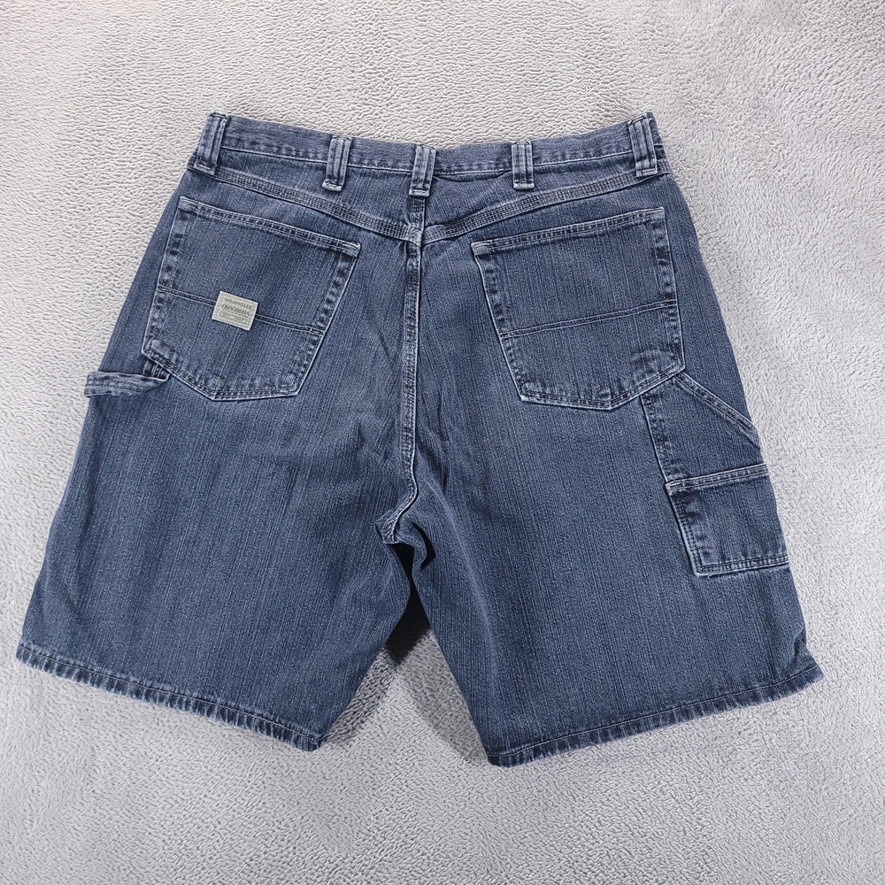 Wrangler Shorts Mens 36 Blue Denim Carpenter Jorts Relaxed 9" Utility Workwear